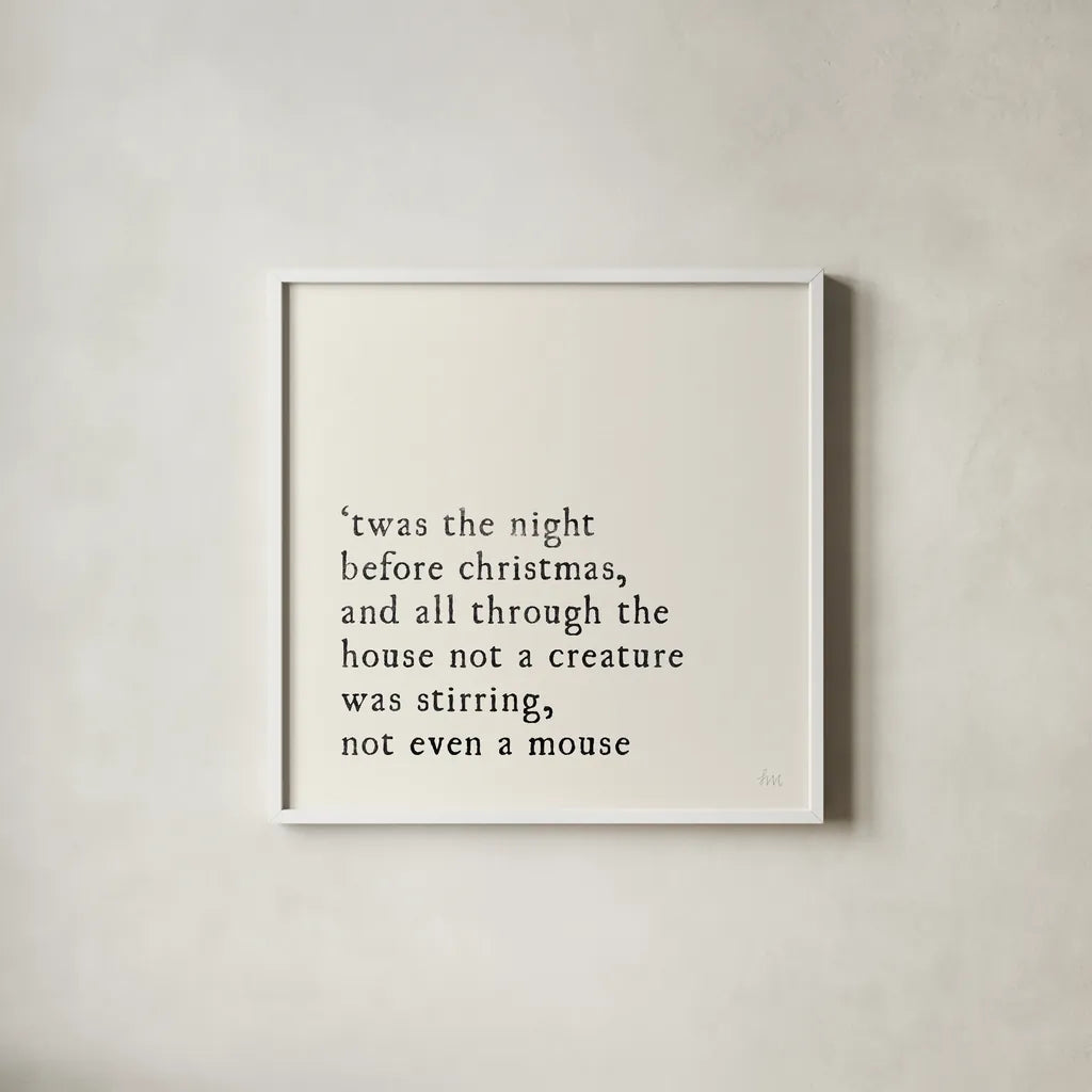 Simple Christmas I Cream by Laura Marshall. Shown in a crisp white glass frame for a clean and minimalist style. Available as an archival giclee rolled canvas, fine art paper, or poster print. SKU 60041a.