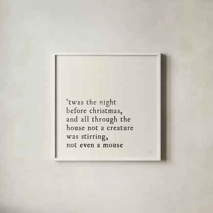 Simple Christmas I Cream by Laura Marshall. Shown in a crisp white glass frame for a clean and minimalist style. Available as an archival giclee rolled canvas, fine art paper, or poster print. SKU 60041a.