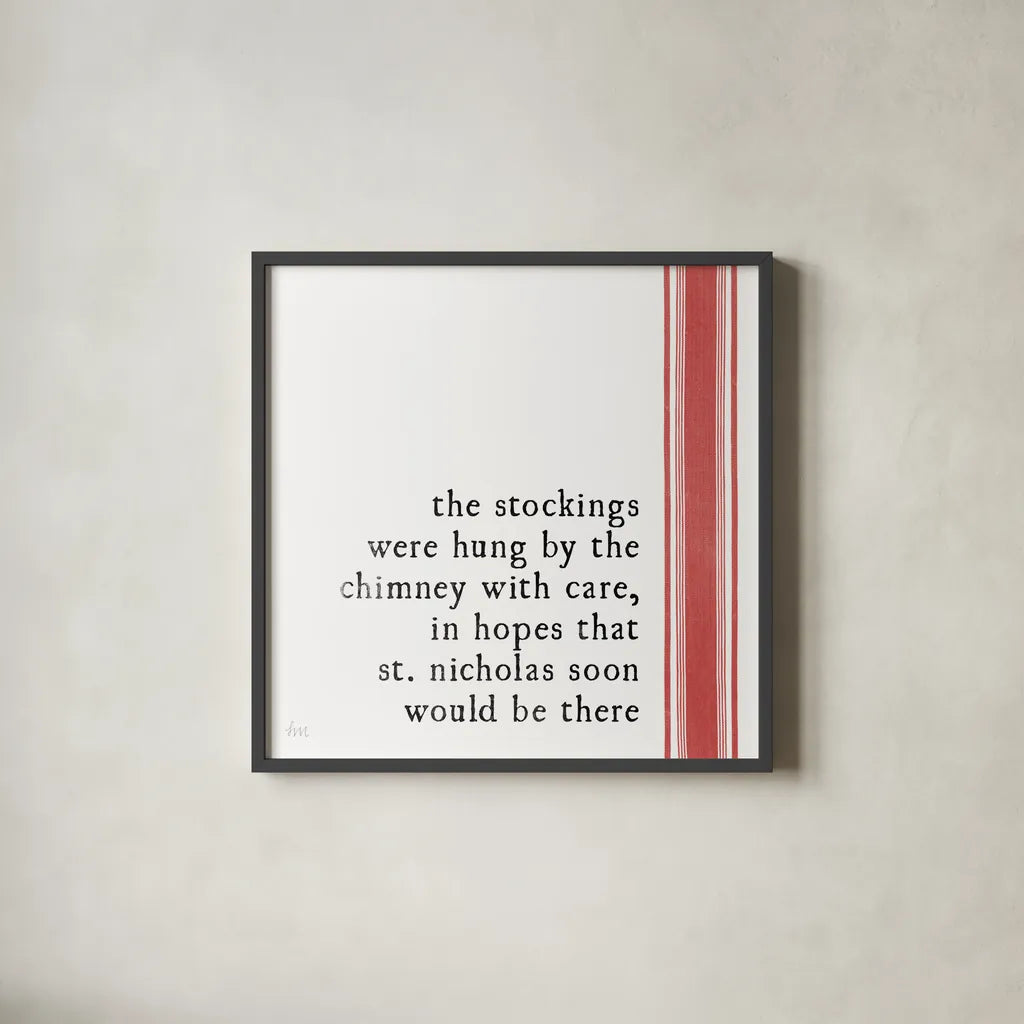 Simple Christmas II by Laura Marshall. Shown in a sleek black glass frame for a contemporary gallery look. Available as an archival giclee rolled canvas, fine art paper, or poster print. SKU 59894a.