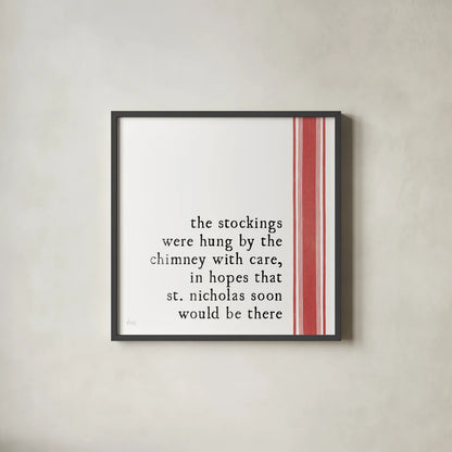 Simple Christmas II by Laura Marshall. Shown in a sleek black glass frame for a contemporary gallery look. Available as an archival giclee rolled canvas, fine art paper, or poster print. SKU 59894a.