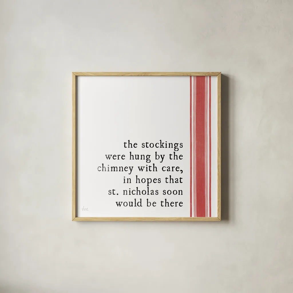 Simple Christmas II by Laura Marshall. Shown in a natural wood glass frame for a timeless modern aesthetic. Available as an archival giclee rolled canvas, fine art paper, or poster print. SKU 59894a.