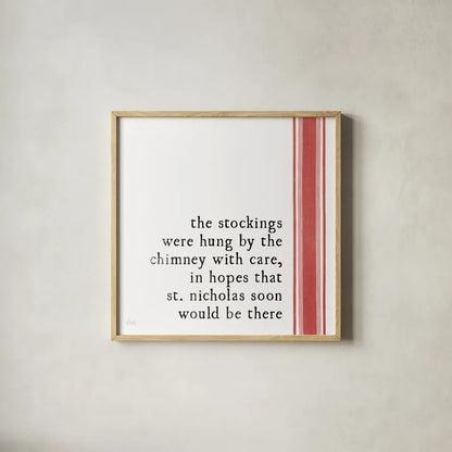 Simple Christmas II by Laura Marshall. Shown in a natural wood glass frame for a timeless modern aesthetic. Available as an archival giclee rolled canvas, fine art paper, or poster print. SKU 59894a.