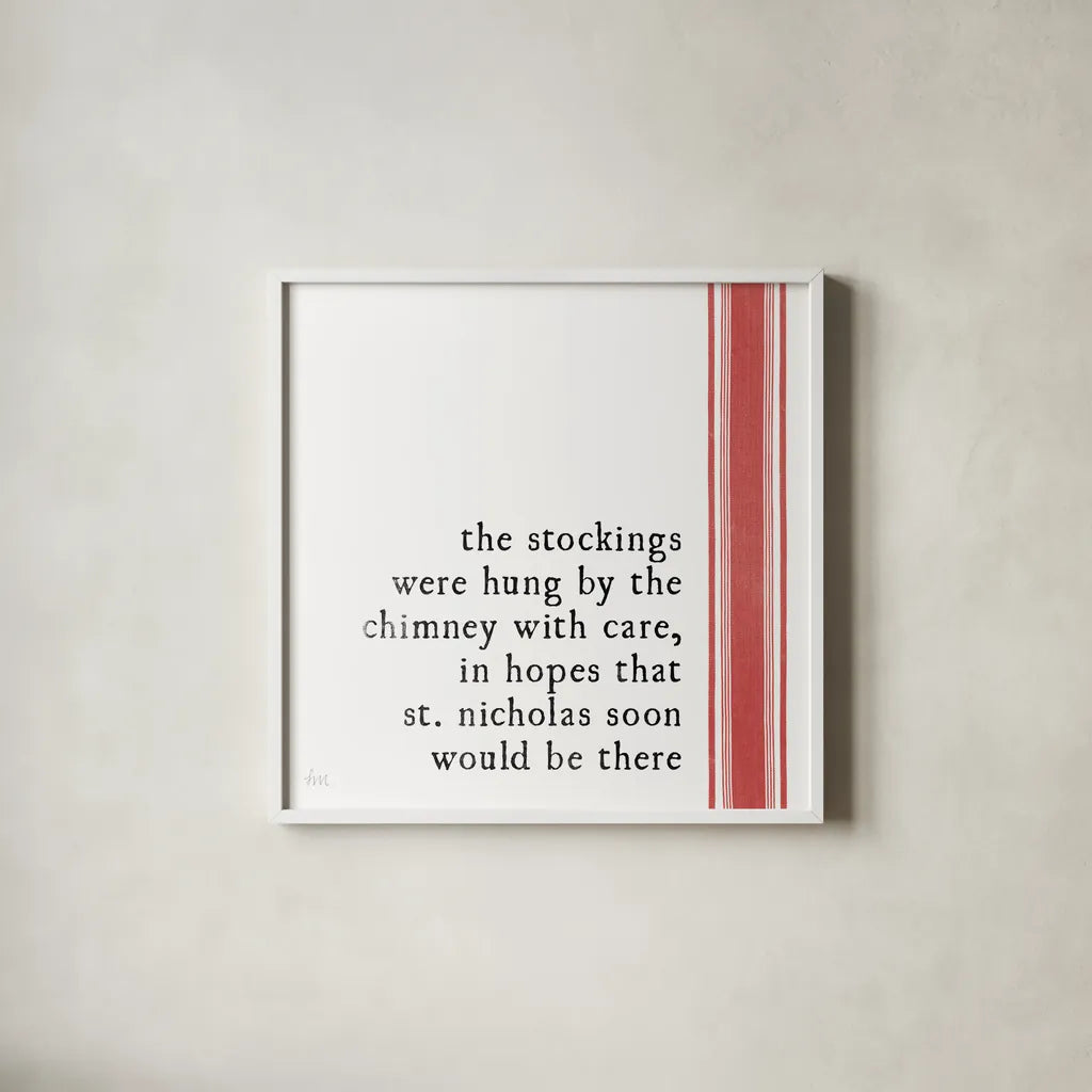 Simple Christmas II by Laura Marshall. Shown in a crisp white glass frame for a clean and minimalist style. Available as an archival giclee rolled canvas, fine art paper, or poster print. SKU 59894a.