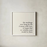 Simple Christmas II Cream by Laura Marshall. Shown in a crisp white glass frame for a clean and minimalist style. Available as an archival giclee rolled canvas, fine art paper, or poster print. SKU 60042a.