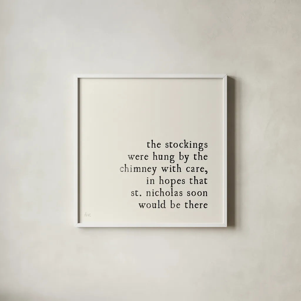 Simple Christmas II Cream by Laura Marshall. Shown in a crisp white glass frame for a clean and minimalist style. Available as an archival giclee rolled canvas, fine art paper, or poster print. SKU 60042a.