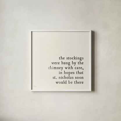 Simple Christmas II Cream by Laura Marshall. Shown in a crisp white glass frame for a clean and minimalist style. Available as an archival giclee rolled canvas, fine art paper, or poster print. SKU 60042a.