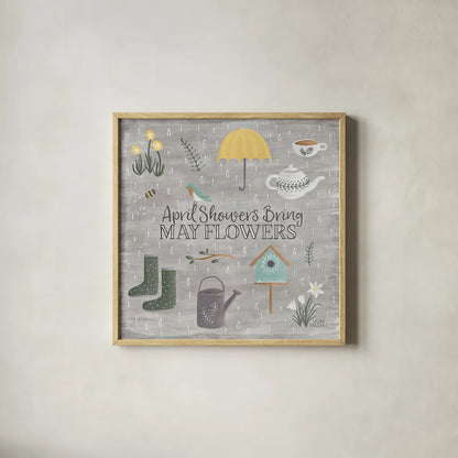 Smitten With Spring II by Laura Marshall. Shown in a natural wood glass frame for a timeless modern aesthetic. Available as an archival giclee rolled canvas, fine art paper, or poster print. SKU 30826a.