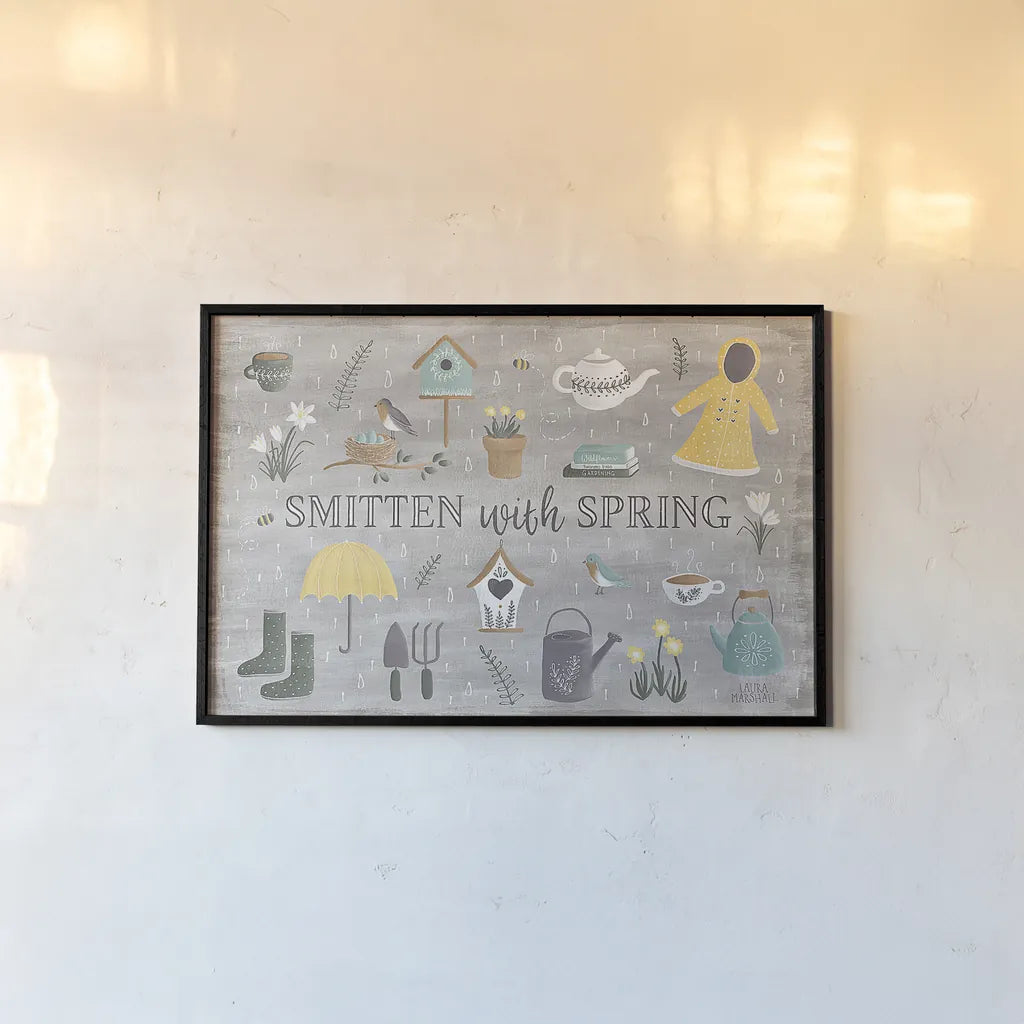 Smitten With Spring III by Laura Marshall. shown as a paper print in a black flame. Available as a archival giclee rolled canvas, fine art paper, or poster print. SKU 30827i.