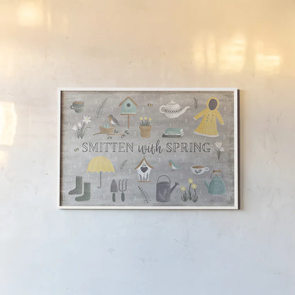 Smitten With Spring III by Laura Marshall. shown as a paper print in a white frame. Available as a archival giclee rolled canvas, fine art paper, or poster print. SKU 30827i.