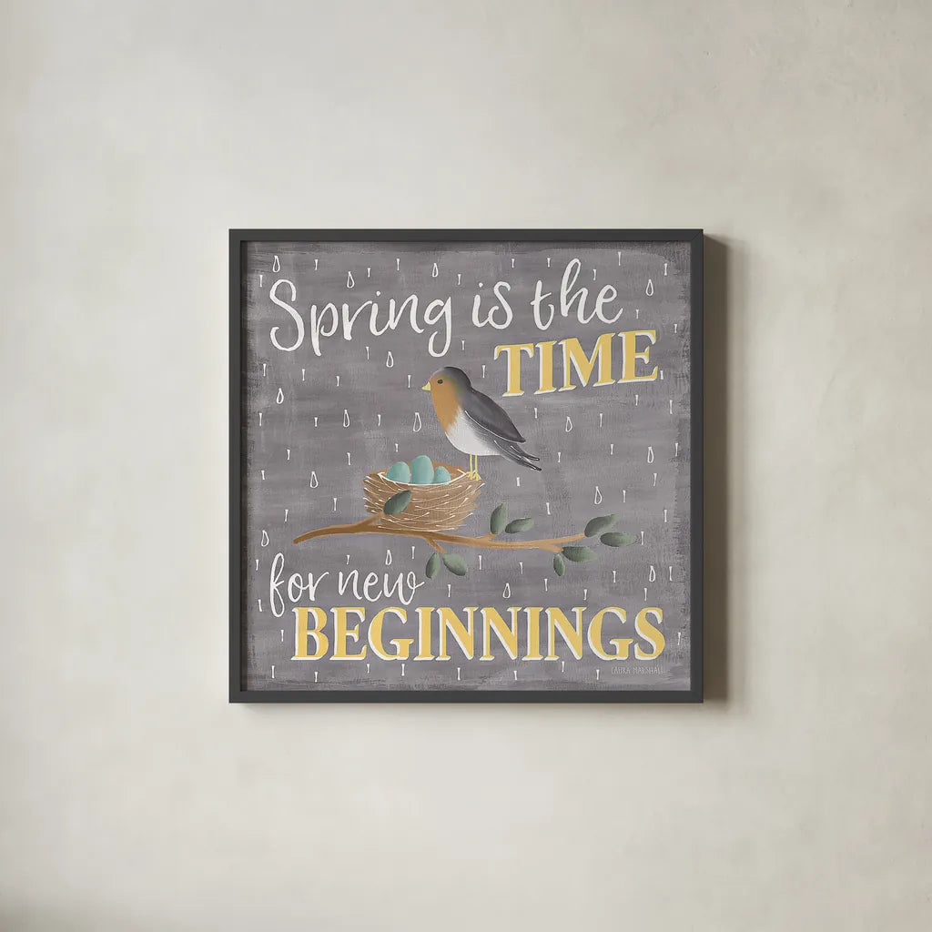 Smitten With Spring V by Laura Marshall. Shown in a sleek black glass frame for a contemporary gallery look. Available as an archival giclee rolled canvas, fine art paper, or poster print. SKU 30829a.