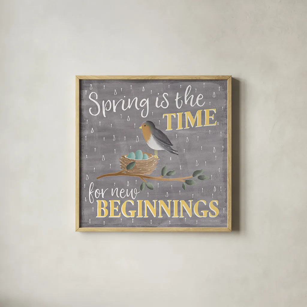 Smitten With Spring V by Laura Marshall. Shown in a natural wood glass frame for a timeless modern aesthetic. Available as an archival giclee rolled canvas, fine art paper, or poster print. SKU 30829a.