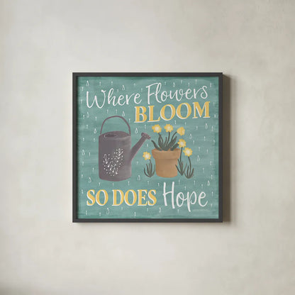 Smitten With Spring VI by Laura Marshall. Shown in a sleek black glass frame for a contemporary gallery look. Available as an archival giclee rolled canvas, fine art paper, or poster print. SKU 30830a.