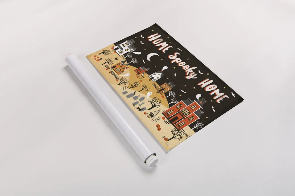 Spooky Village II by Laura Marshall. shown as a rolled paper print. Available as archival giclee rolled canvas, fine art paper, or poster print. SKU 48105i.