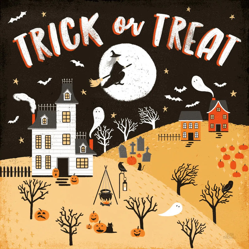 Spooky Village III by Laura Marshall. SKU 48106a. Archival Giclee Fine art print for wall decor.
