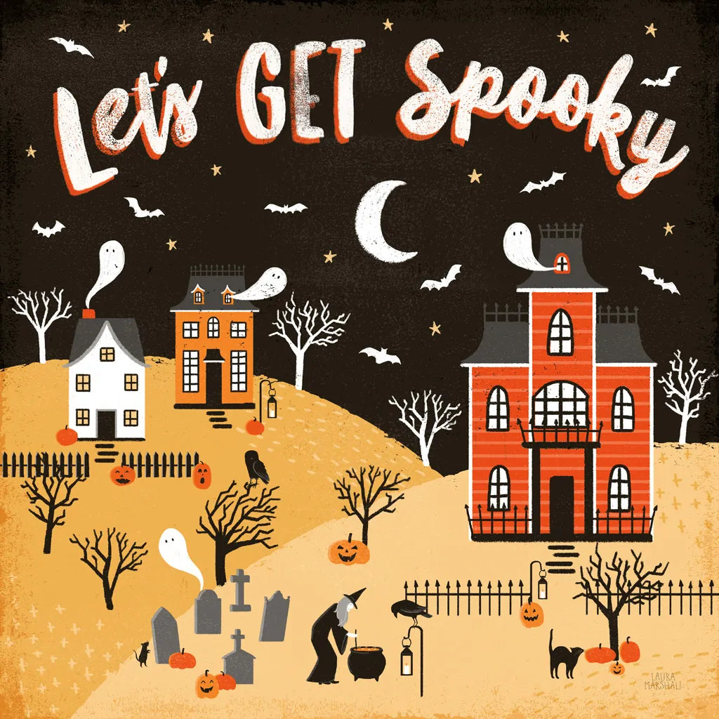 Spooky Village IV by Laura Marshall. SKU 48107a. Archival Giclee Fine art print for wall decor.