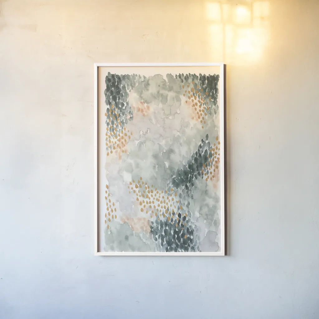 Spring Blooms I by Laura Marshall. shown as a paper print in a white frame. Available as a archival giclee rolled canvas, fine art paper, or poster print. SKU 51631h.