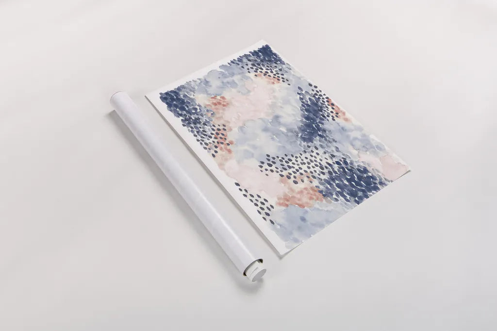 Spring Blooms I Blue by Laura Marshall. shown as a rolled paper print. Available as archival giclee rolled canvas, fine art paper, or poster print. SKU 54047h.