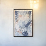 Spring Blooms I Blue by Laura Marshall. shown as a paper print in a black flame. Available as a archival giclee rolled canvas, fine art paper, or poster print. SKU 54047h.