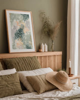 Spring Blooms II by Laura Marshall. shown as a paper print in a natural frame. Available as a archival giclee rolled canvas, fine art paper, or poster print. SKU 51632h.