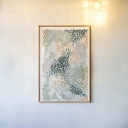 Spring Blooms II by Laura Marshall. shown as a paper print in a natural frame. Available as a archival giclee rolled canvas, fine art paper, or poster print. SKU 51632h.