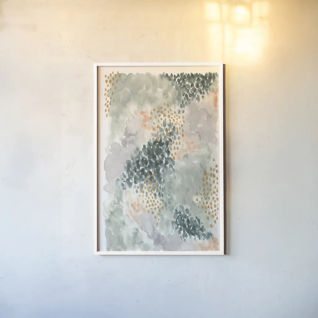 Spring Blooms II by Laura Marshall. shown as a paper print in a white frame. Available as a archival giclee rolled canvas, fine art paper, or poster print. SKU 51632h.