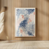 Spring Blooms II Blue by Laura Marshall. shown as over sized large wall art. Available as an archival giclee rolled canvas, fine art paper, or poster print. SKU 54048h.
