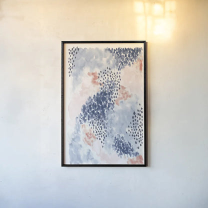 Spring Blooms II Blue by Laura Marshall. shown as a paper print in a black flame. Available as a archival giclee rolled canvas, fine art paper, or poster print. SKU 54048h.