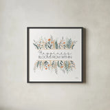 Spring Blooms III by Laura Marshall. Shown in a sleek black glass frame for a contemporary gallery look. Available as an archival giclee rolled canvas, fine art paper, or poster print. SKU 51633a.