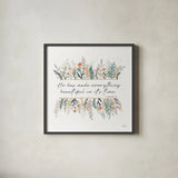 Spring Blooms III Faith by Laura Marshall. Shown in a sleek black glass frame for a contemporary gallery look. Available as an archival giclee rolled canvas, fine art paper, or poster print. SKU 99034a.