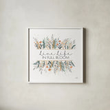 Spring Blooms IV by Laura Marshall. Shown in a crisp white glass frame for a clean and minimalist style. Available as an archival giclee rolled canvas, fine art paper, or poster print. SKU 51634a.
