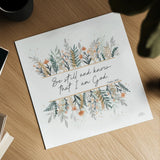 Spring Blooms IV Faith by Laura Marshall. Shown as a detailed flat fine art print, highlighting archival giclee quality. Available as an archival giclee rolled canvas, fine art paper, or poster print. SKU 99035a.