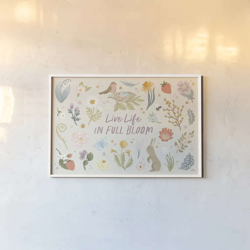 Spring Garden I by Laura Marshall. shown as a paper print in a white frame. Available as a archival giclee rolled canvas, fine art paper, or poster print. SKU 73740i.