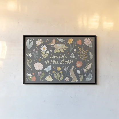 Spring Garden I Dark by Laura Marshall. shown as a paper print in a black flame. Available as a archival giclee rolled canvas, fine art paper, or poster print. SKU 73749i.