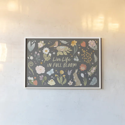 Spring Garden I Dark by Laura Marshall. shown as a paper print in a white frame. Available as a archival giclee rolled canvas, fine art paper, or poster print. SKU 73749i.