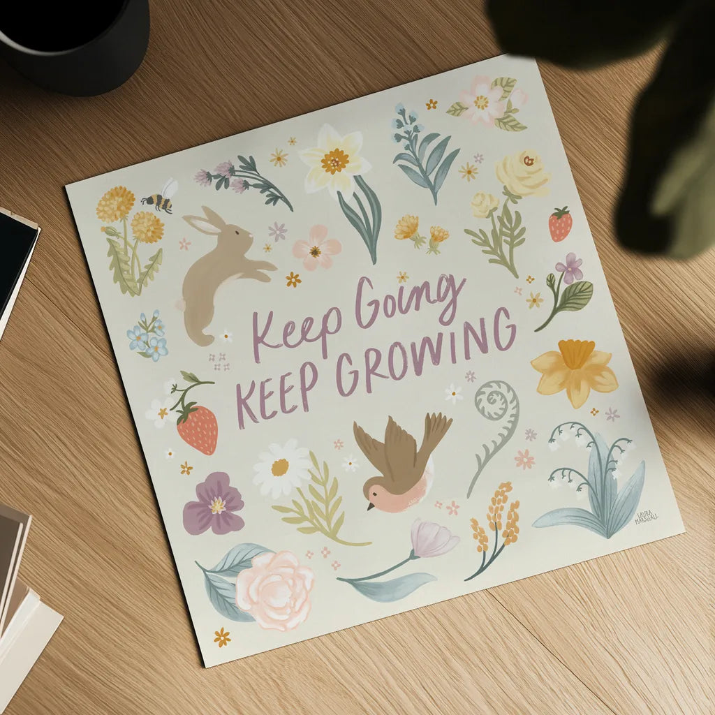 Spring Garden II by Laura Marshall. Shown as a detailed flat fine art print, highlighting archival giclee quality. Available as an archival giclee rolled canvas, fine art paper, or poster print. SKU 73741a.