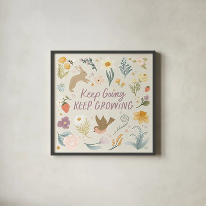 Spring Garden II by Laura Marshall. Shown in a sleek black glass frame for a contemporary gallery look. Available as an archival giclee rolled canvas, fine art paper, or poster print. SKU 73741a.