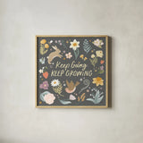 Spring Garden II Dark by Laura Marshall. Shown in a natural wood glass frame for a timeless modern aesthetic. Available as an archival giclee rolled canvas, fine art paper, or poster print. SKU 73750a.