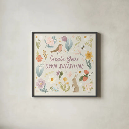 Spring Garden III by Laura Marshall. Shown in a sleek black glass frame for a contemporary gallery look. Available as an archival giclee rolled canvas, fine art paper, or poster print. SKU 73742a.