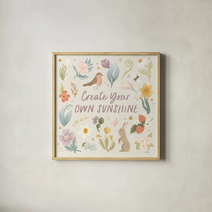 Spring Garden III by Laura Marshall. Shown in a natural wood glass frame for a timeless modern aesthetic. Available as an archival giclee rolled canvas, fine art paper, or poster print. SKU 73742a.