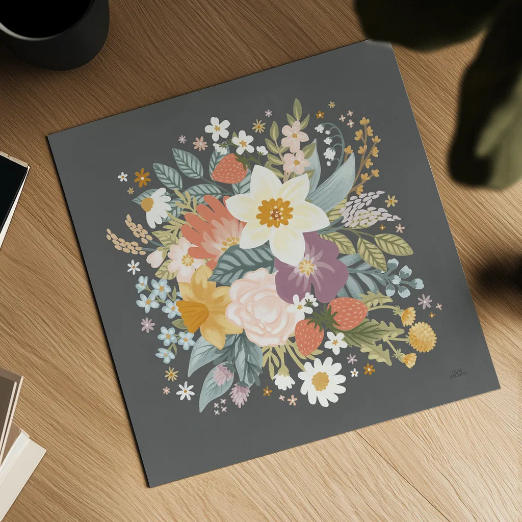 Spring Garden VII by Laura Marshall. Shown as a detailed flat fine art print, highlighting archival giclee quality. Available as an archival giclee rolled canvas, fine art paper, or poster print. SKU 73746a.