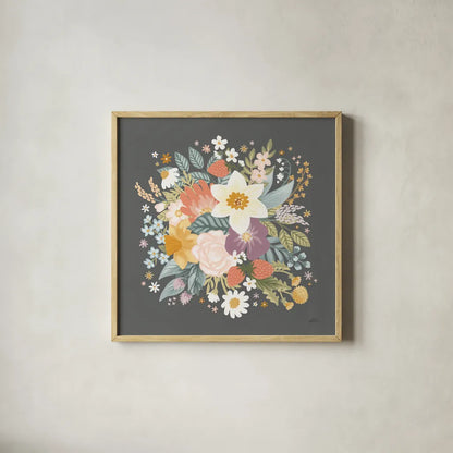 Spring Garden VII by Laura Marshall. Shown in a natural wood glass frame for a timeless modern aesthetic. Available as an archival giclee rolled canvas, fine art paper, or poster print. SKU 73746a.