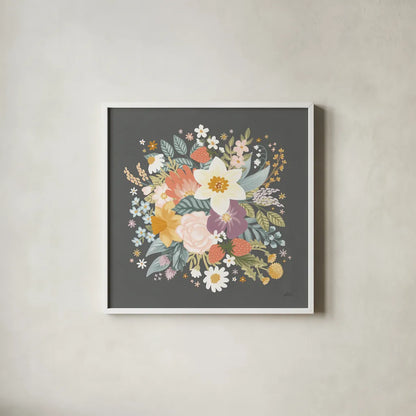 Spring Garden VII by Laura Marshall. Shown in a crisp white glass frame for a clean and minimalist style. Available as an archival giclee rolled canvas, fine art paper, or poster print. SKU 73746a.