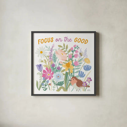 Spring Meadow II by Laura Marshall. Shown in a sleek black glass frame for a contemporary gallery look. Available as an archival giclee rolled canvas, fine art paper, or poster print. SKU 86152a.