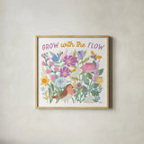 Spring Meadow III by Laura Marshall. Shown in a natural wood glass frame for a timeless modern aesthetic. Available as an archival giclee rolled canvas, fine art paper, or poster print. SKU 86153a.