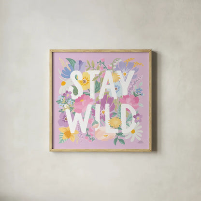 Spring Meadow V by Laura Marshall. Shown in a natural wood glass frame for a timeless modern aesthetic. Available as an archival giclee rolled canvas, fine art paper, or poster print. SKU 86155a.