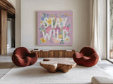 Spring Meadow V by Laura Marshall. Shown as extra-large giant wall art in a modern living room. Available as an archival giclee rolled canvas, fine art paper, or poster print. SKU 86155a.