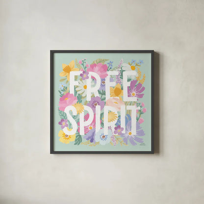 Spring Meadow VI by Laura Marshall. Shown in a sleek black glass frame for a contemporary gallery look. Available as an archival giclee rolled canvas, fine art paper, or poster print. SKU 86156a.