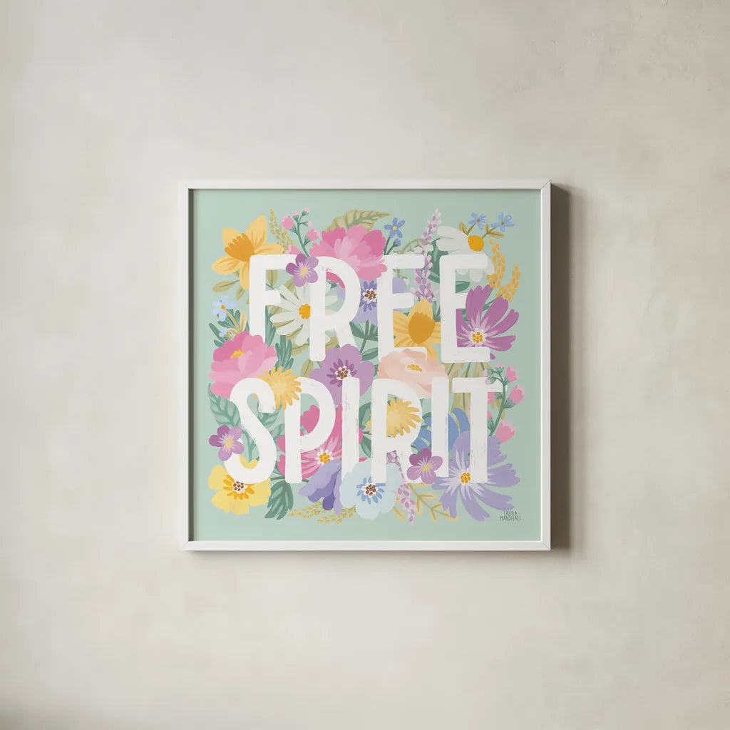 Spring Meadow VI by Laura Marshall. Shown in a crisp white glass frame for a clean and minimalist style. Available as an archival giclee rolled canvas, fine art paper, or poster print. SKU 86156a.