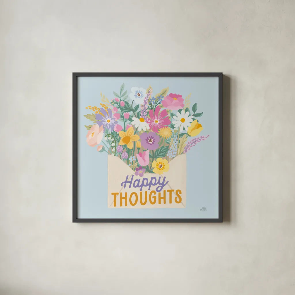 Spring Meadow VIII by Laura Marshall. Shown in a sleek black glass frame for a contemporary gallery look. Available as an archival giclee rolled canvas, fine art paper, or poster print. SKU 86158a.