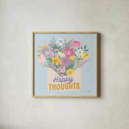 Spring Meadow VIII by Laura Marshall. Shown in a natural wood glass frame for a timeless modern aesthetic. Available as an archival giclee rolled canvas, fine art paper, or poster print. SKU 86158a.